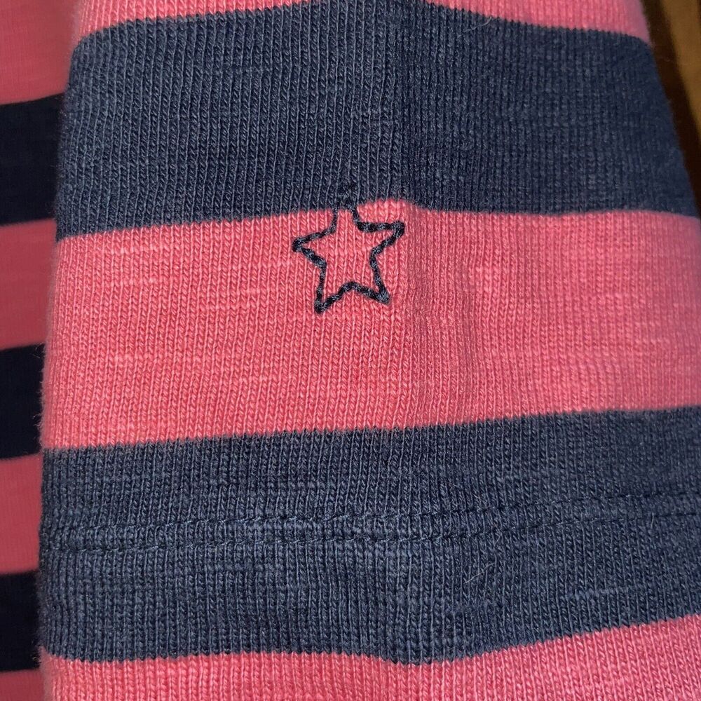 Hatley L Coral/Navy Striped Preppy Long Sleeved Jersey Knit Shirt Dress - Picture 4 of 5